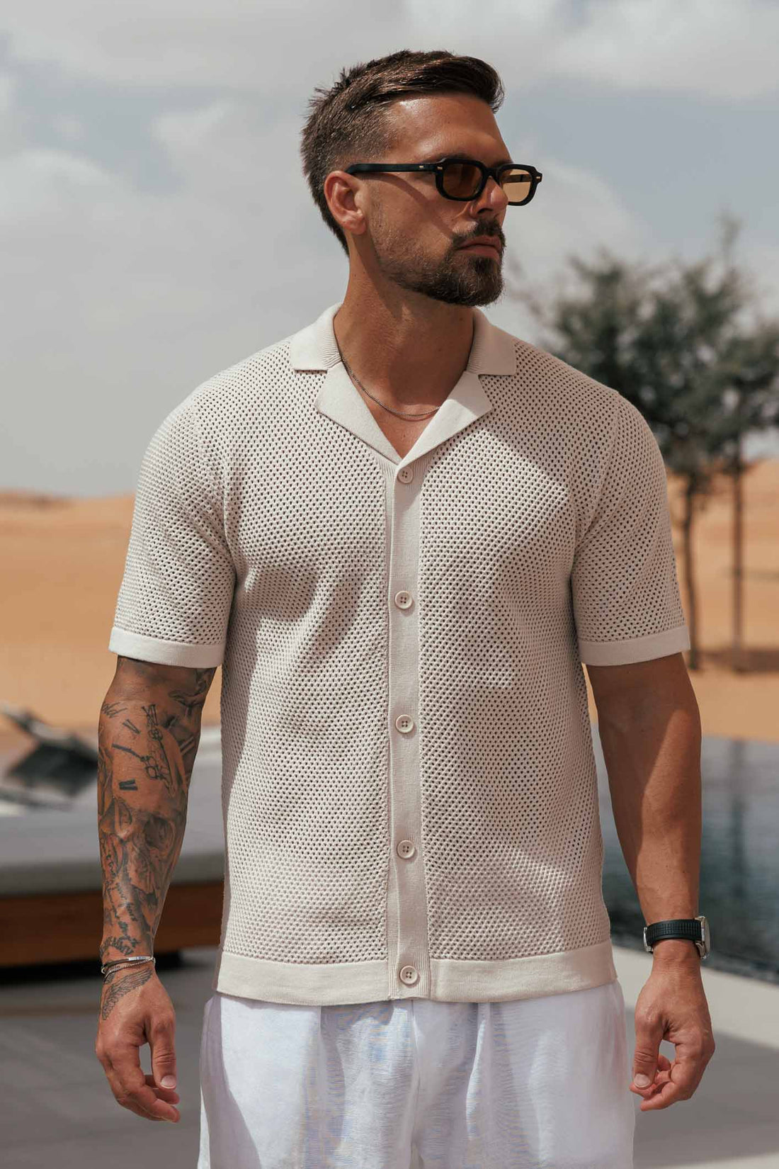 Legend London Shirt - Summer PEAK KNIT SHIRT - CREAM