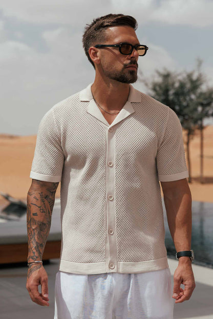 Legend London Shirt - Summer PEAK KNIT SHIRT - CREAM