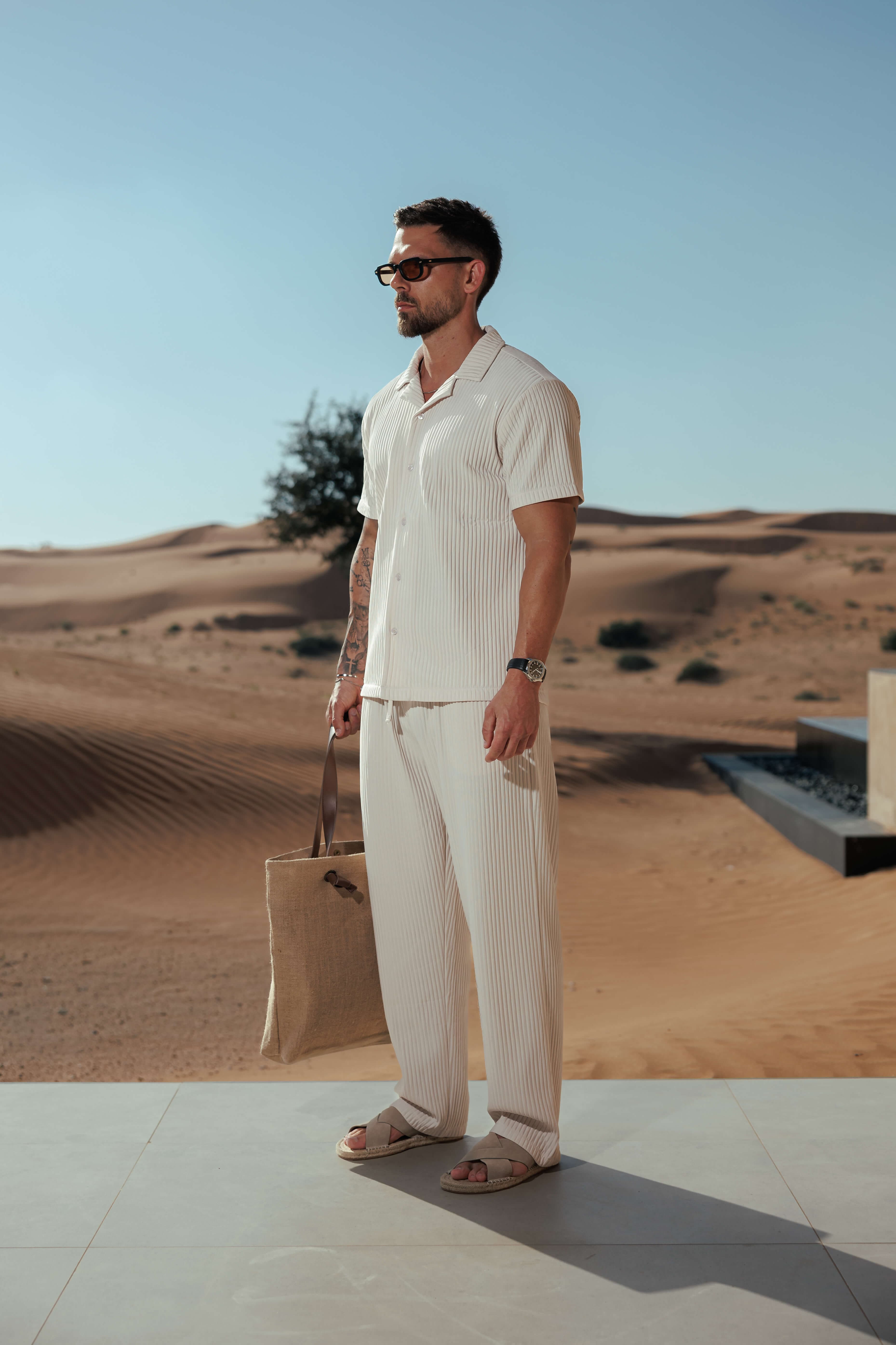 Legend London Shirt - Summer PLEATED SHIRT - BEIGE