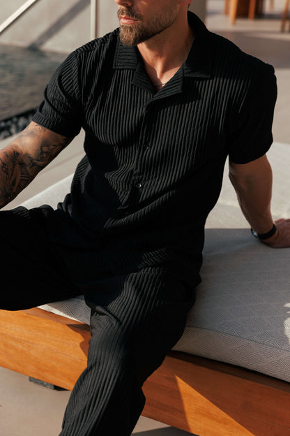 Legend London Shirt - Summer PLEATED SHIRT - BLACK