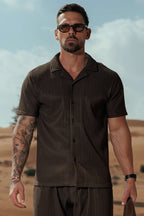Legend London Shirt - Summer PLEATED SHIRT - BROWN