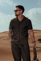 Legend London Shirt - Summer PLEATED SHIRT - BROWN