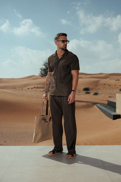 Legend London Shirt - Summer PLEATED SHIRT - BROWN