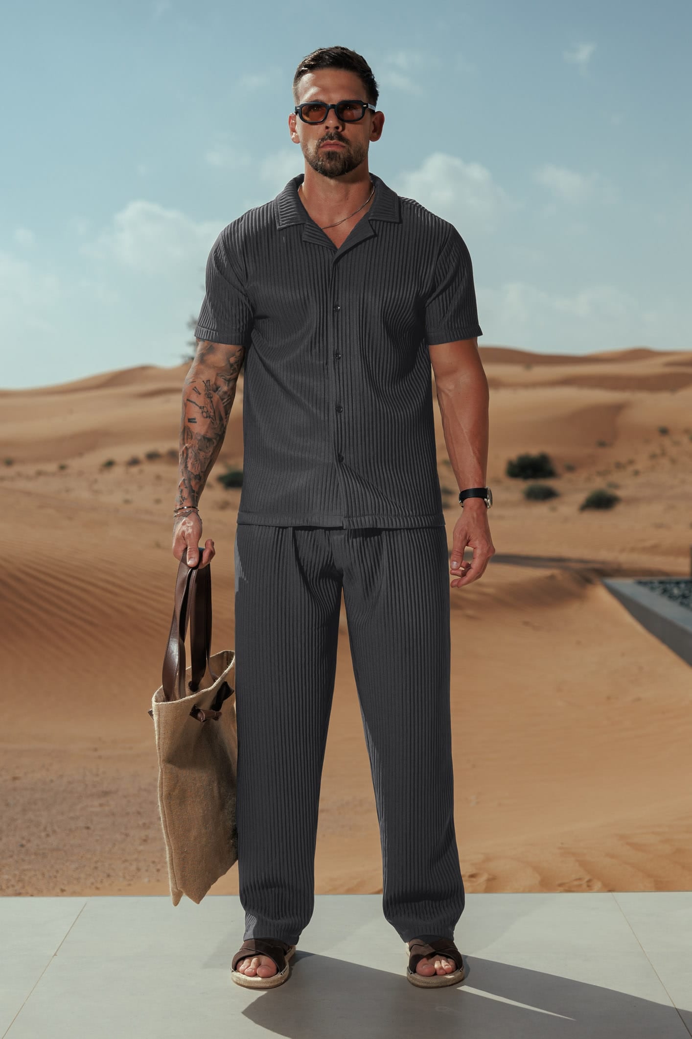 Legend London Shirt - Summer PLEATED SHIRT - GREY