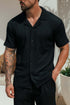 Legend London Shirt - Summer TEXTURED SHIRT - BLACK