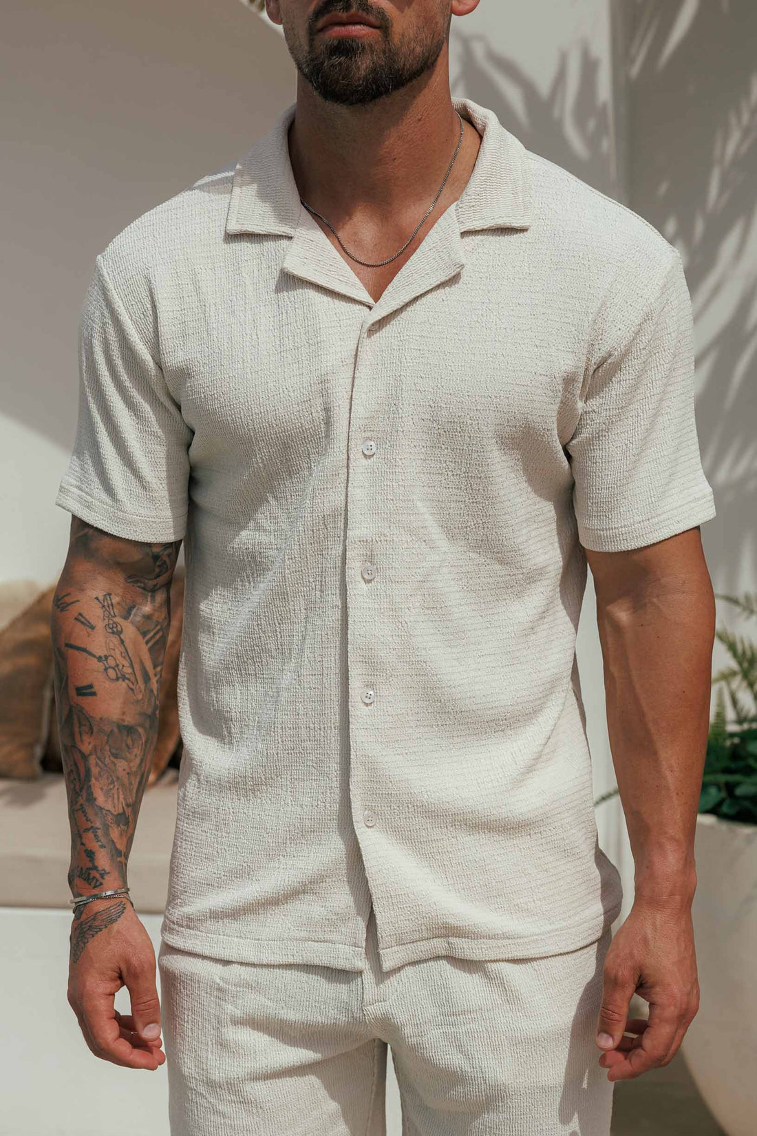 Legend London Shirt - Summer TEXTURED SHIRT - CREAM