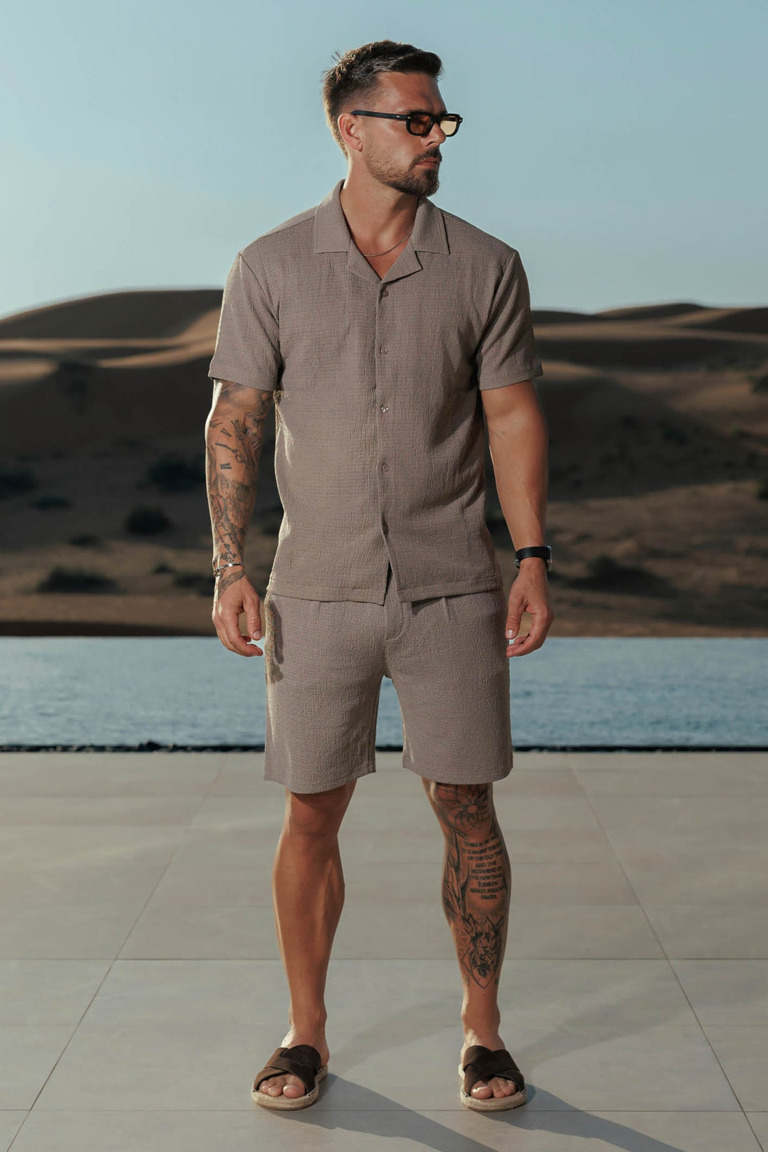 Legend London Shirt - Summer TEXTURED SHIRT - TAUPE
