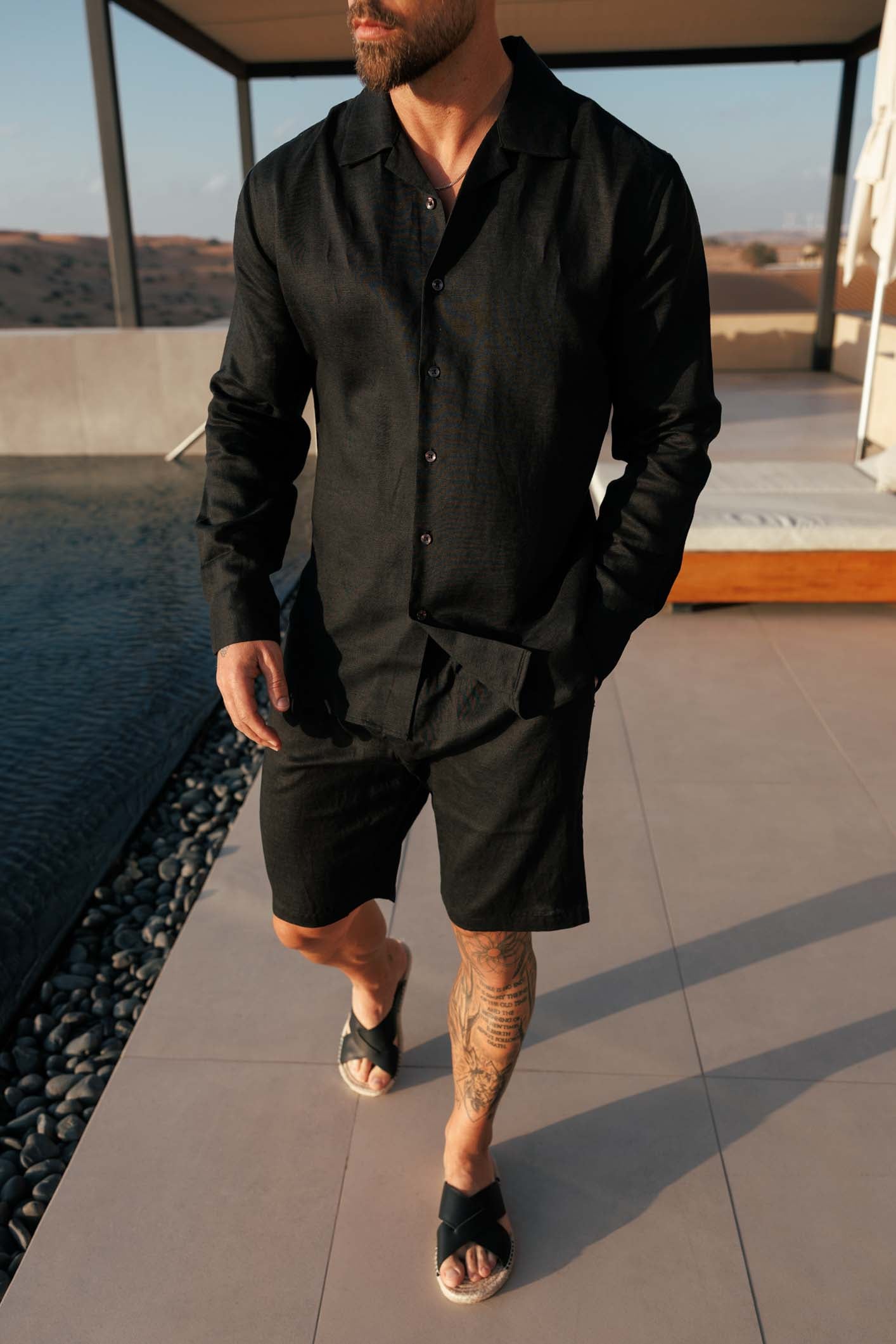 Legend London Short - Summer LINEN SHORT - BLACK