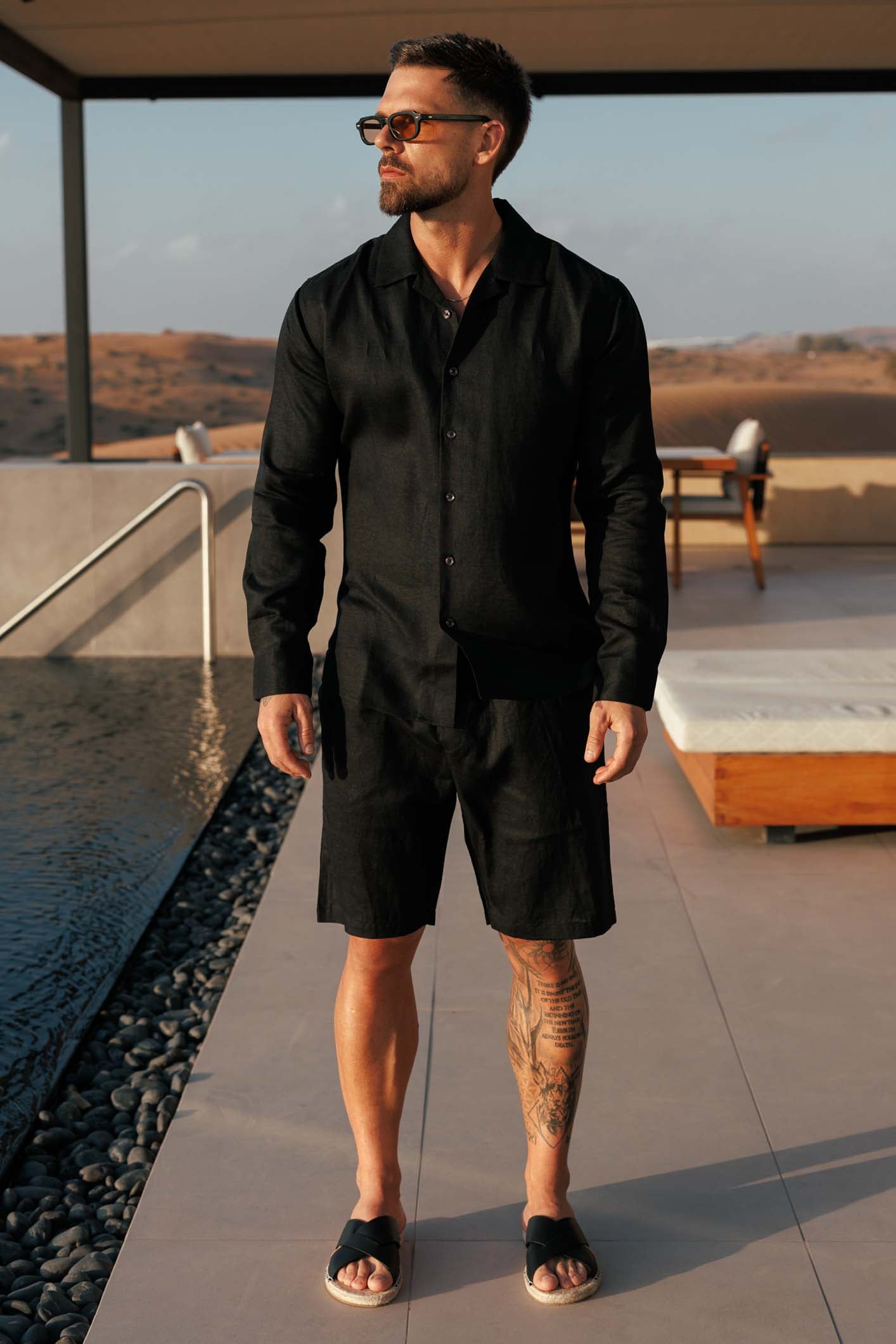 Legend London Short - Summer LINEN SHORT - BLACK