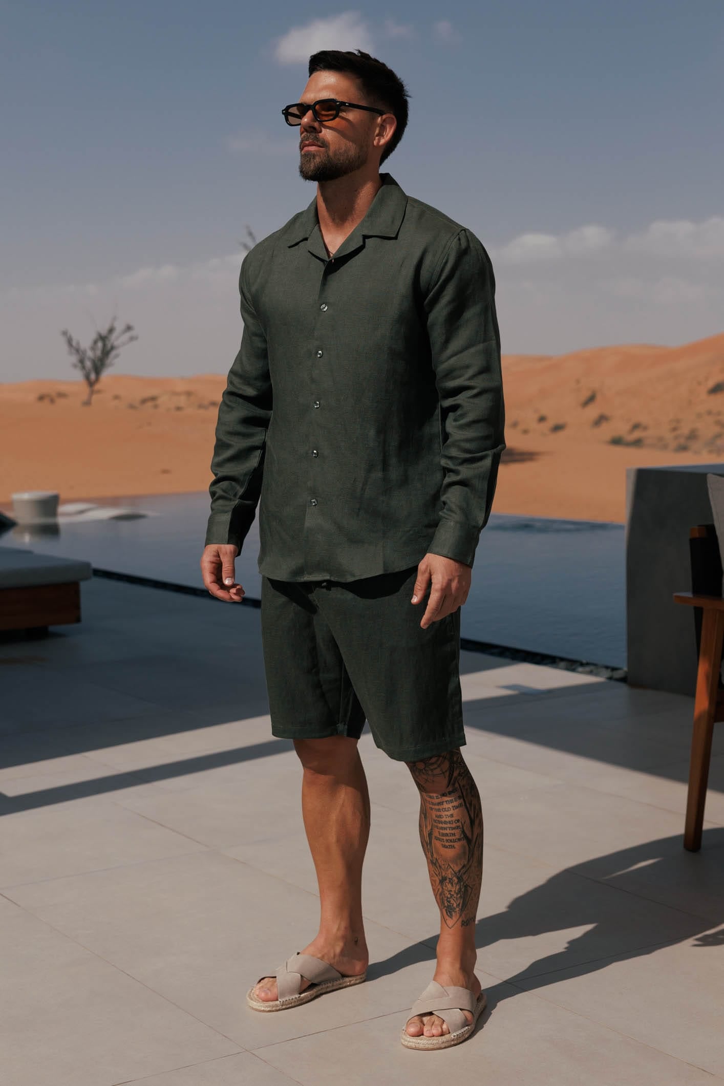 Legend London Short - Summer LINEN SHORT - OLIVE