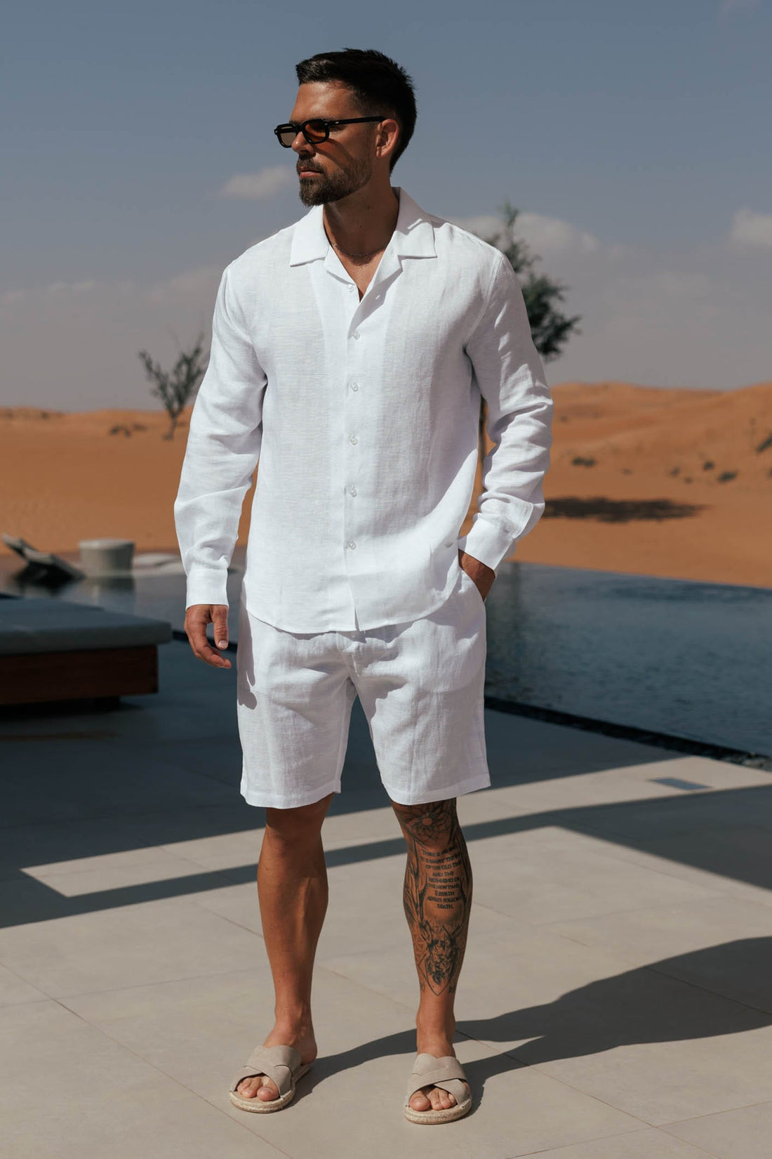 Legend London Short - Summer LINEN SHORT - WHITE
