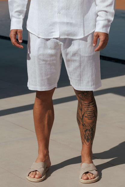 Legend London Short - Summer LINEN SHORT - WHITE