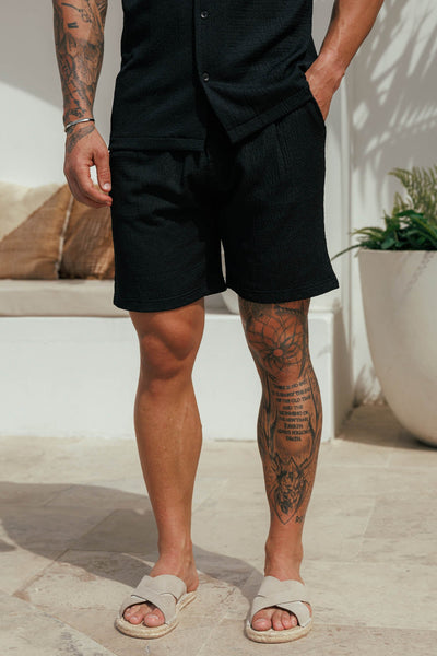 TEXTURED SHORTS - BLACK