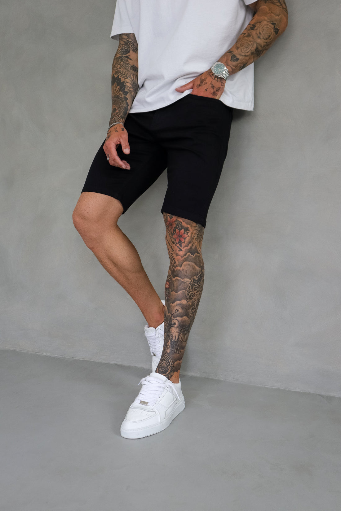 Legend London Shorts - denim SLIM DENIM SHORT - BLACK