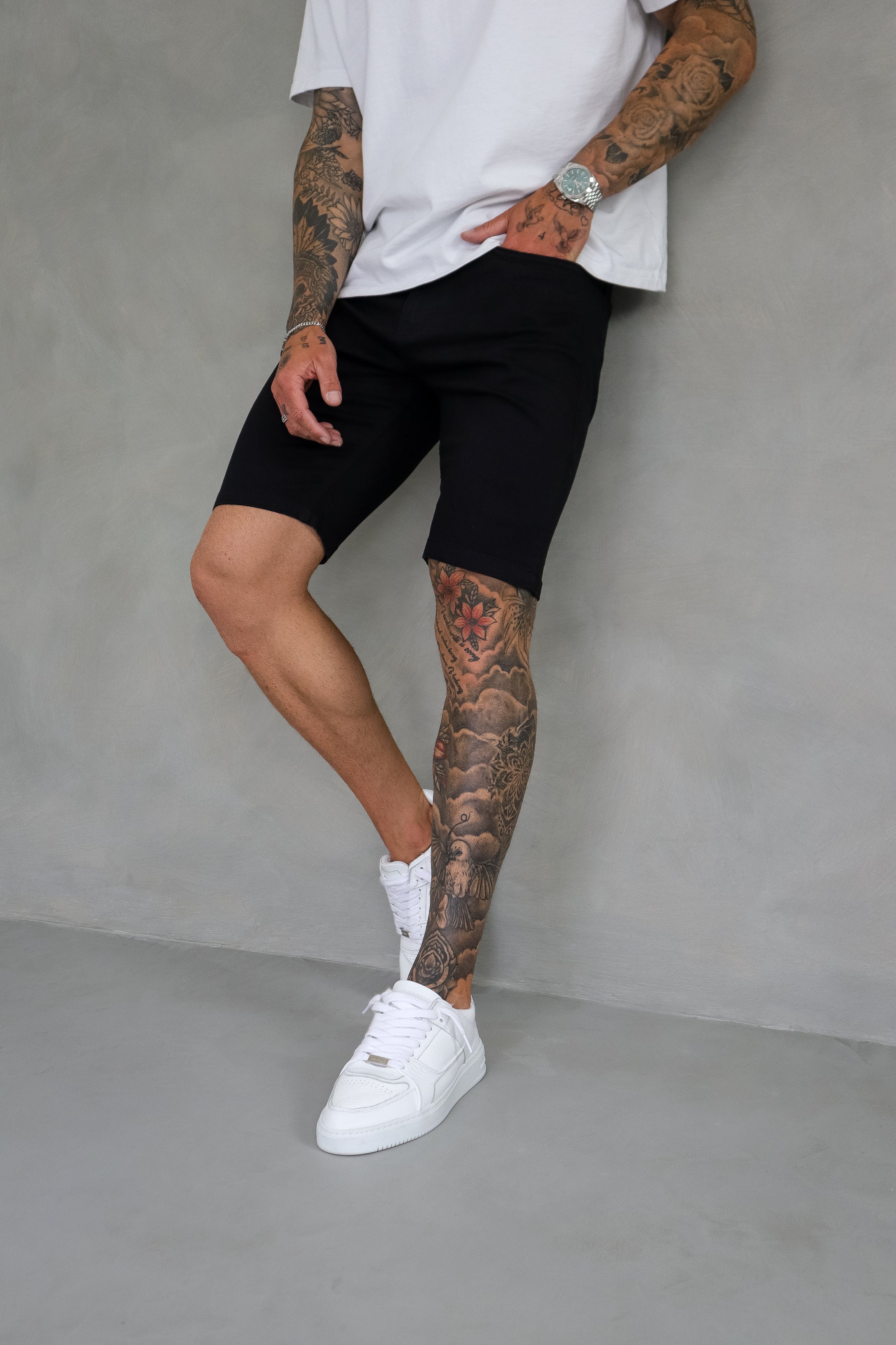 Legend London Shorts - denim SLIM DENIM SHORT - BLACK