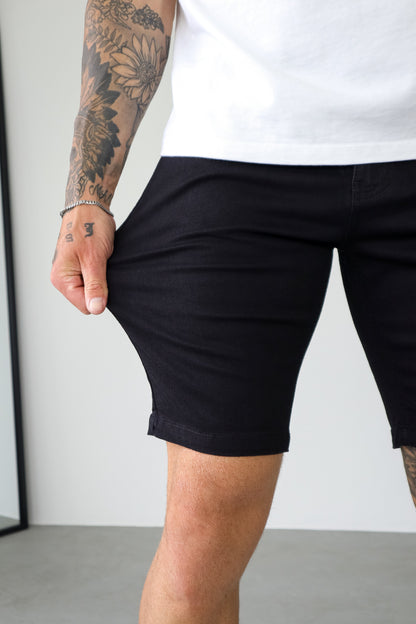 Legend London Shorts - denim SLIM DENIM SHORT - BLACK