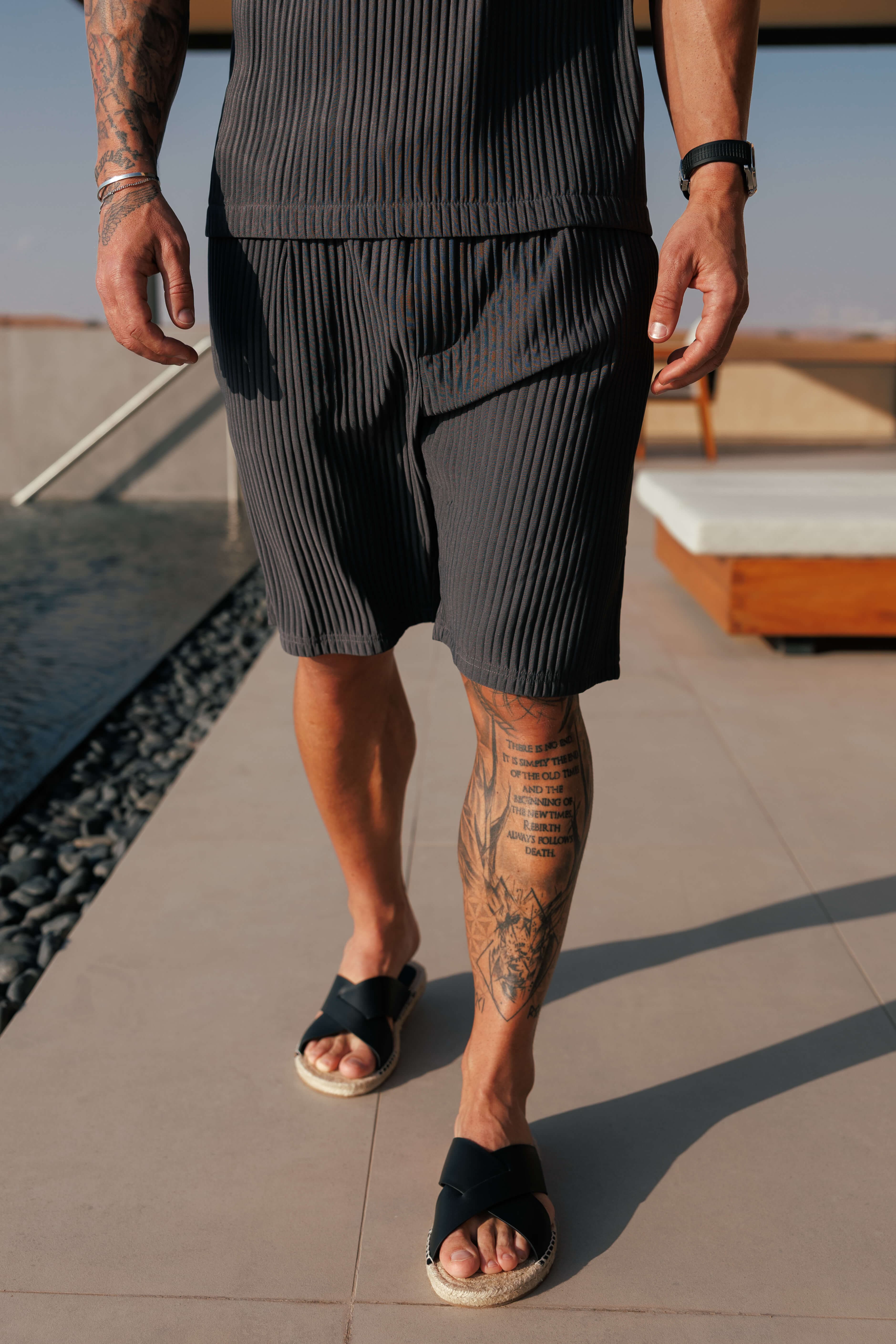 Legend London Shorts - Pleated PLEATED SHORTS - GREY