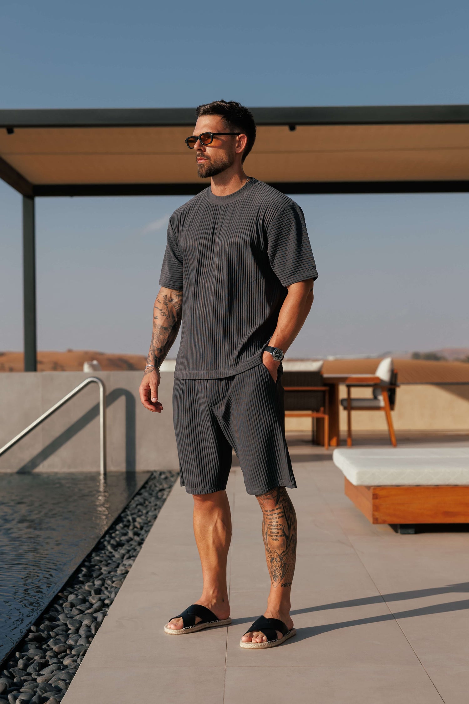 Legend London Shorts - Pleated PLEATED SHORTS - GREY