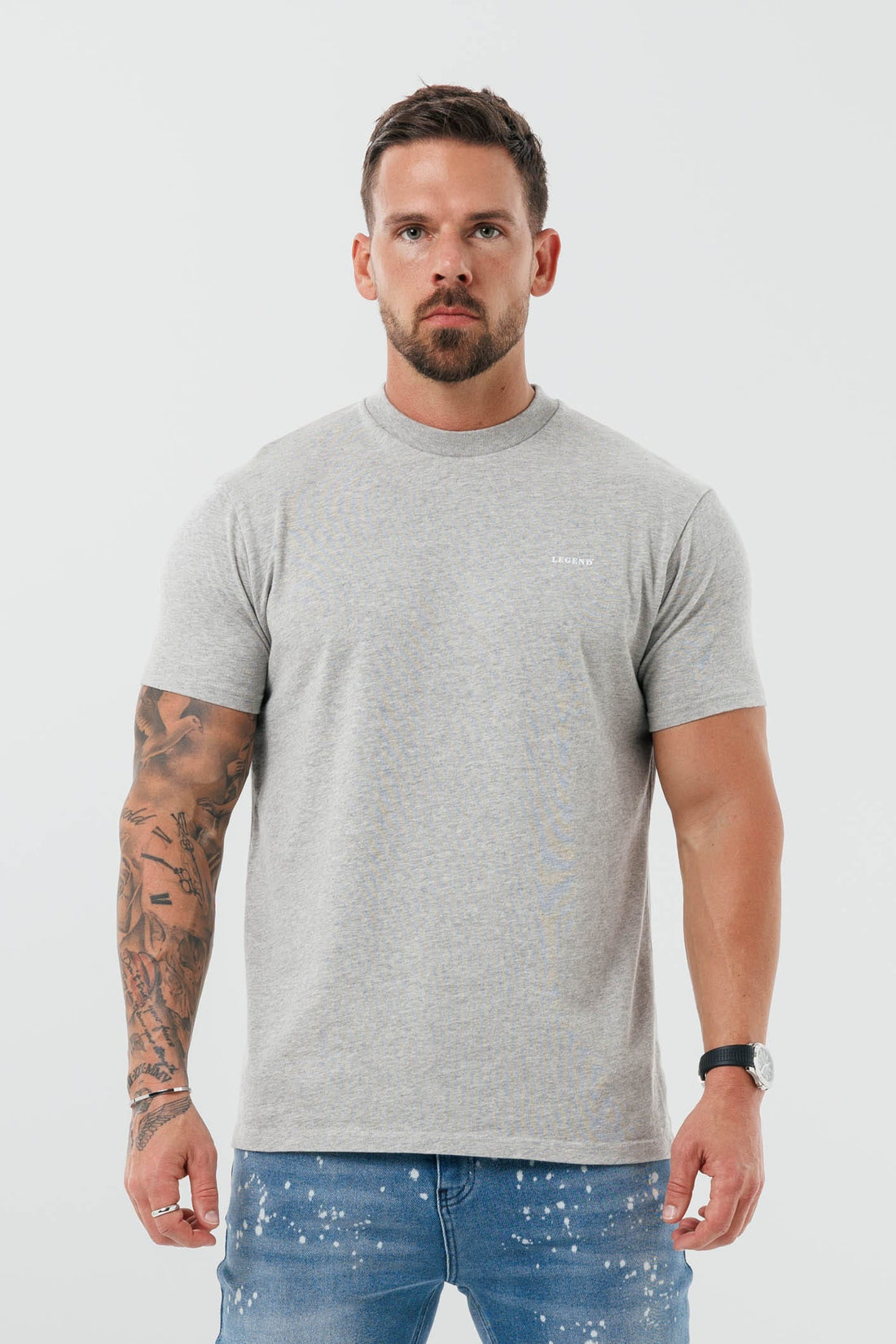 Legend London T-SHIRT - BASICS PREMIUM BASICS T-SHIRT - GREY MARL