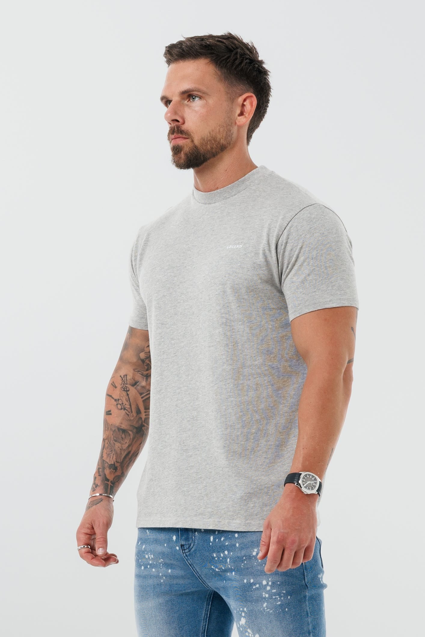Legend London T-SHIRT - BASICS PREMIUM BASICS T-SHIRT - GREY MARL