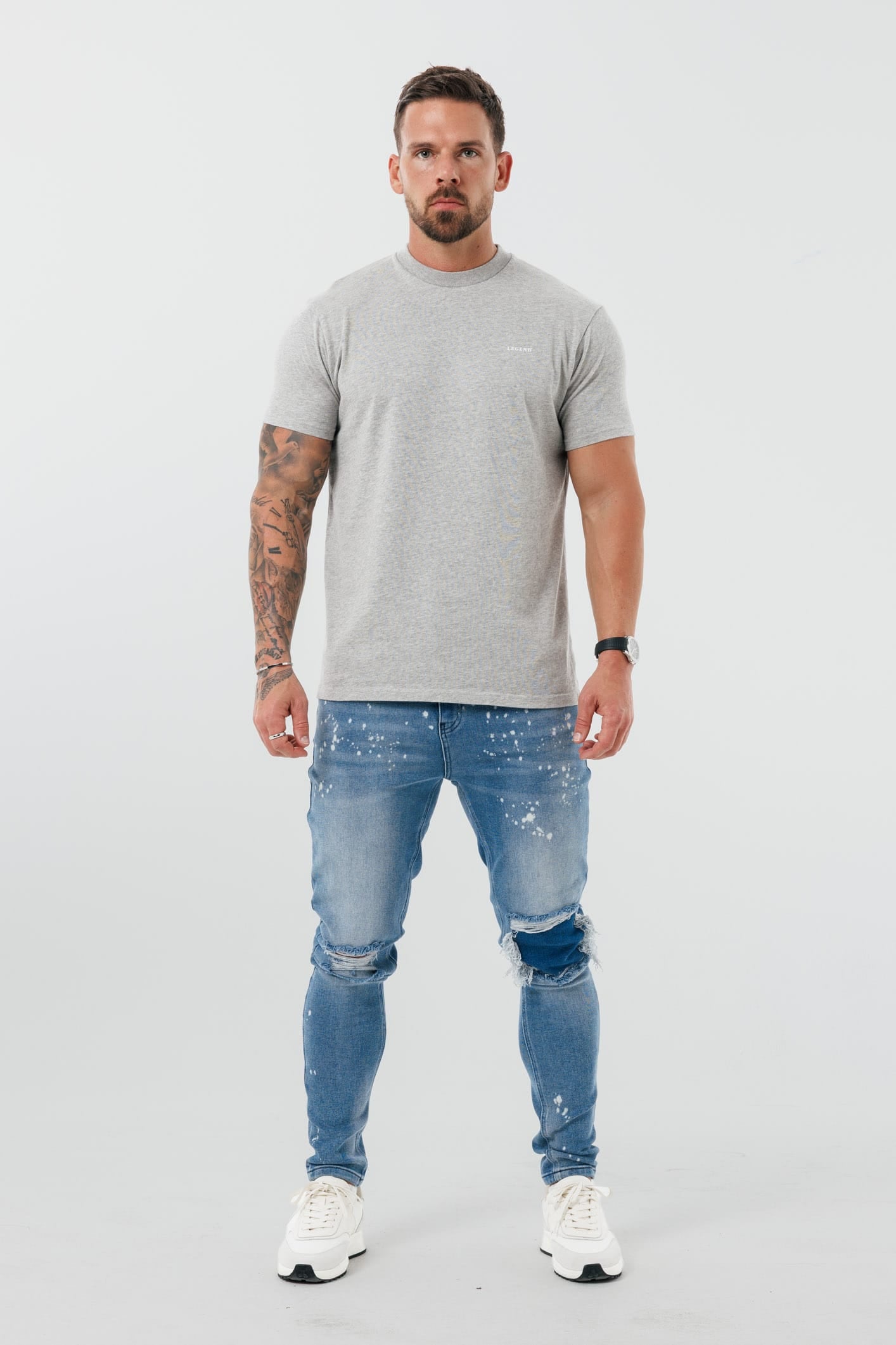 Legend London T-SHIRT - BASICS PREMIUM BASICS T-SHIRT - GREY MARL