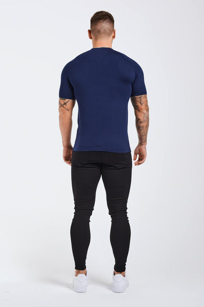 Legend London T-SHIRT BUTTON FRONT HENLEY TOP - NAVY