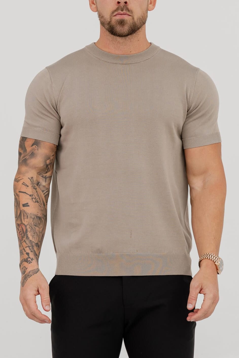 KNIT T-SHIRT - KHAKI
