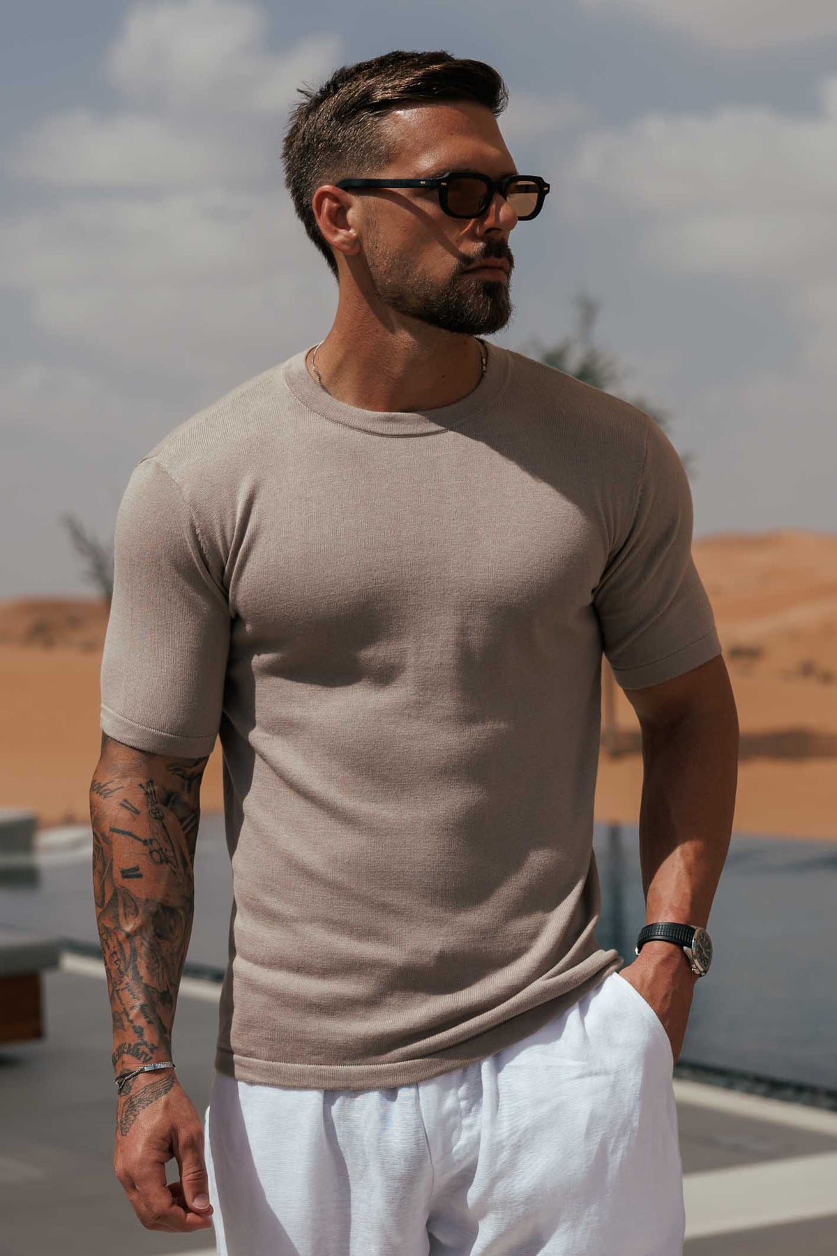 Legend London T-SHIRT KNIT T-SHIRT - TAUPE