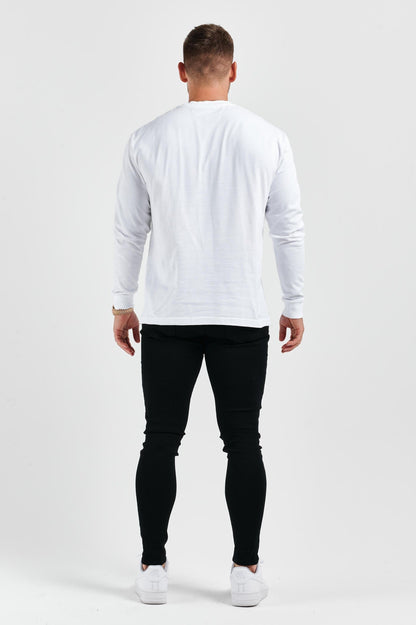 Legend London T-SHIRT LEGEND BASICS LONG SLEEVE T-SHIRT - WHITE