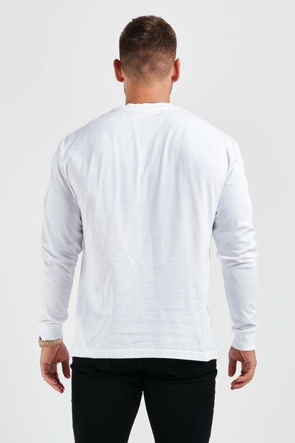 Legend London T-SHIRT LEGEND BASICS LONG SLEEVE T-SHIRT - WHITE