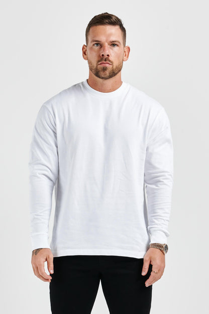 Legend London T-SHIRT LEGEND BASICS LONG SLEEVE T-SHIRT - WHITE