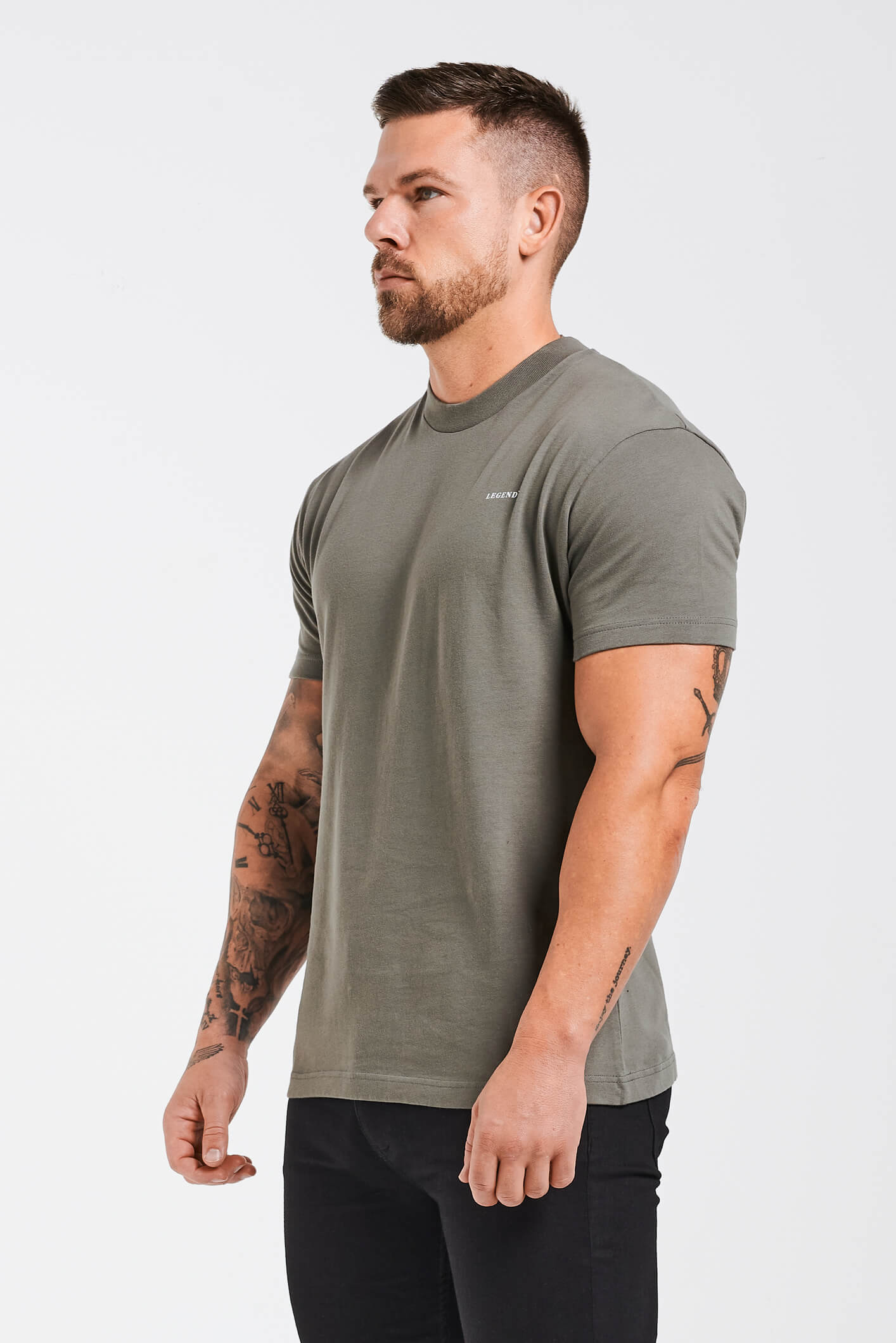 Legend London T-SHIRT LEGEND* BASICS MUSCLE FIT T-SHIRT - CHARCOAL GREY