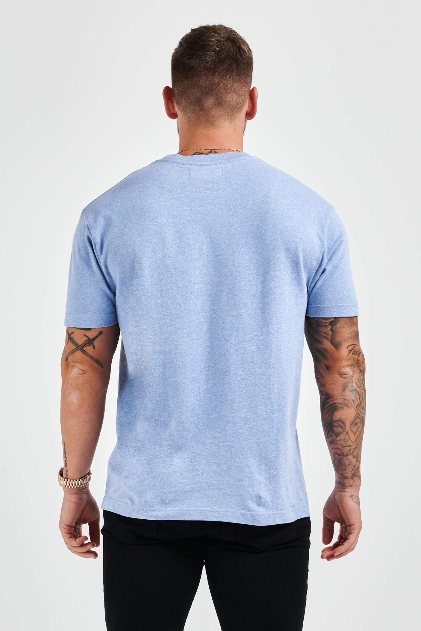 Legend London T-SHIRT LEGEND* BASICS MUSCLE FIT T-SHIRT - LIGHT BLUE MARL