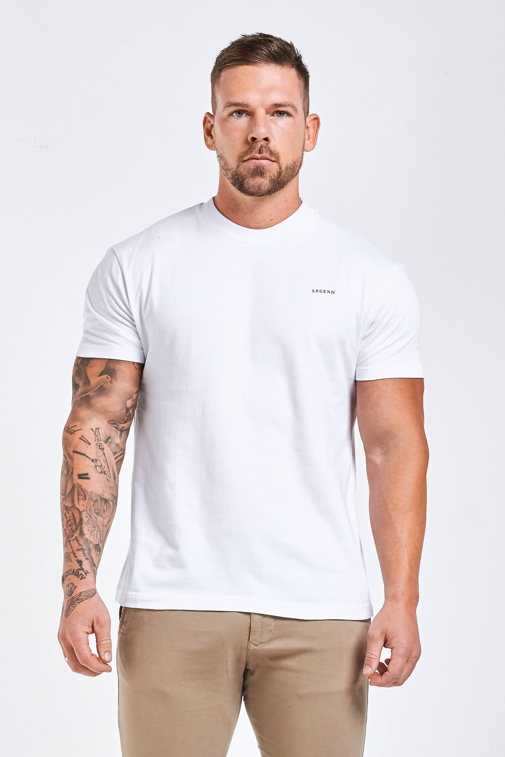 Legend London T-SHIRT LEGEND* BASICS MUSCLE FIT T-SHIRT - WHITE