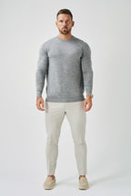 Legend London T-SHIRT LONG SLEEVE KNIT - GREY MARL