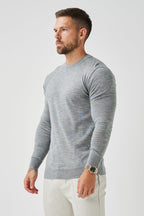 Legend London T-SHIRT LONG SLEEVE KNIT - GREY MARL