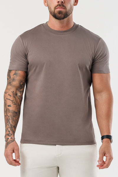 LUXE MERCERISED T-SHIRT - BROWN