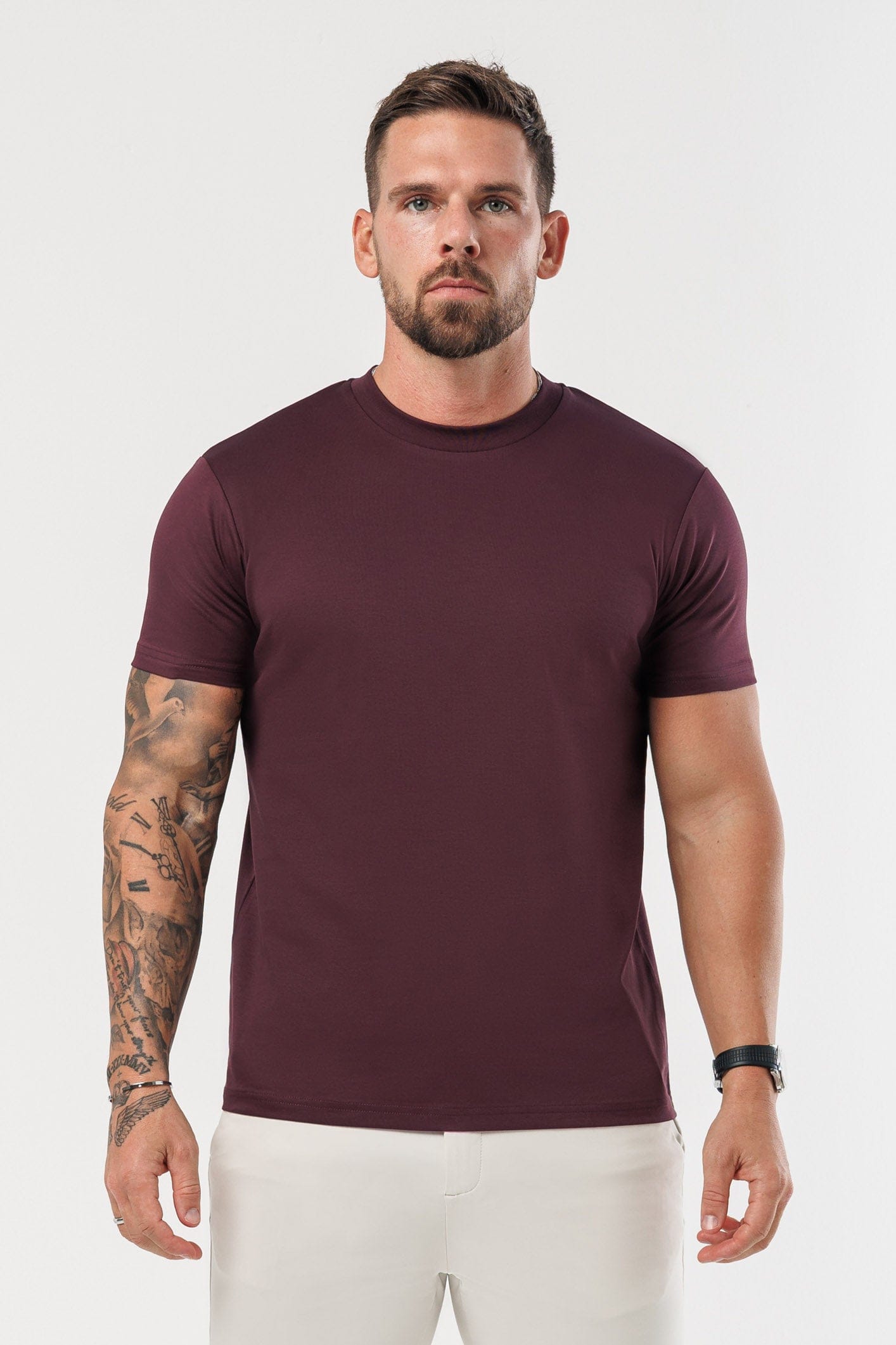 LUXE MERCERISED T-SHIRT - BURGUNDY – Legend London