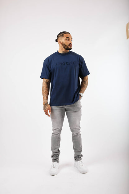 Legend London T-SHIRT OVERSIZED 3D LOGO T-SHIRT - NAVY