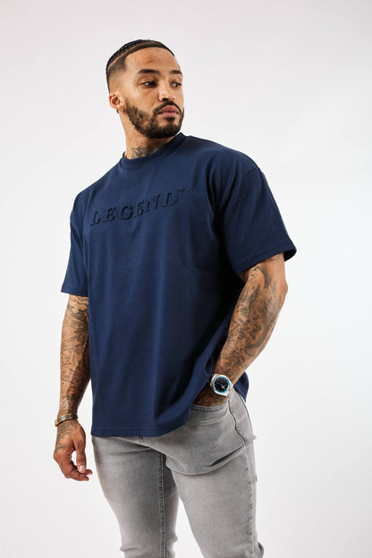 Legend London T-SHIRT OVERSIZED 3D LOGO T-SHIRT - NAVY