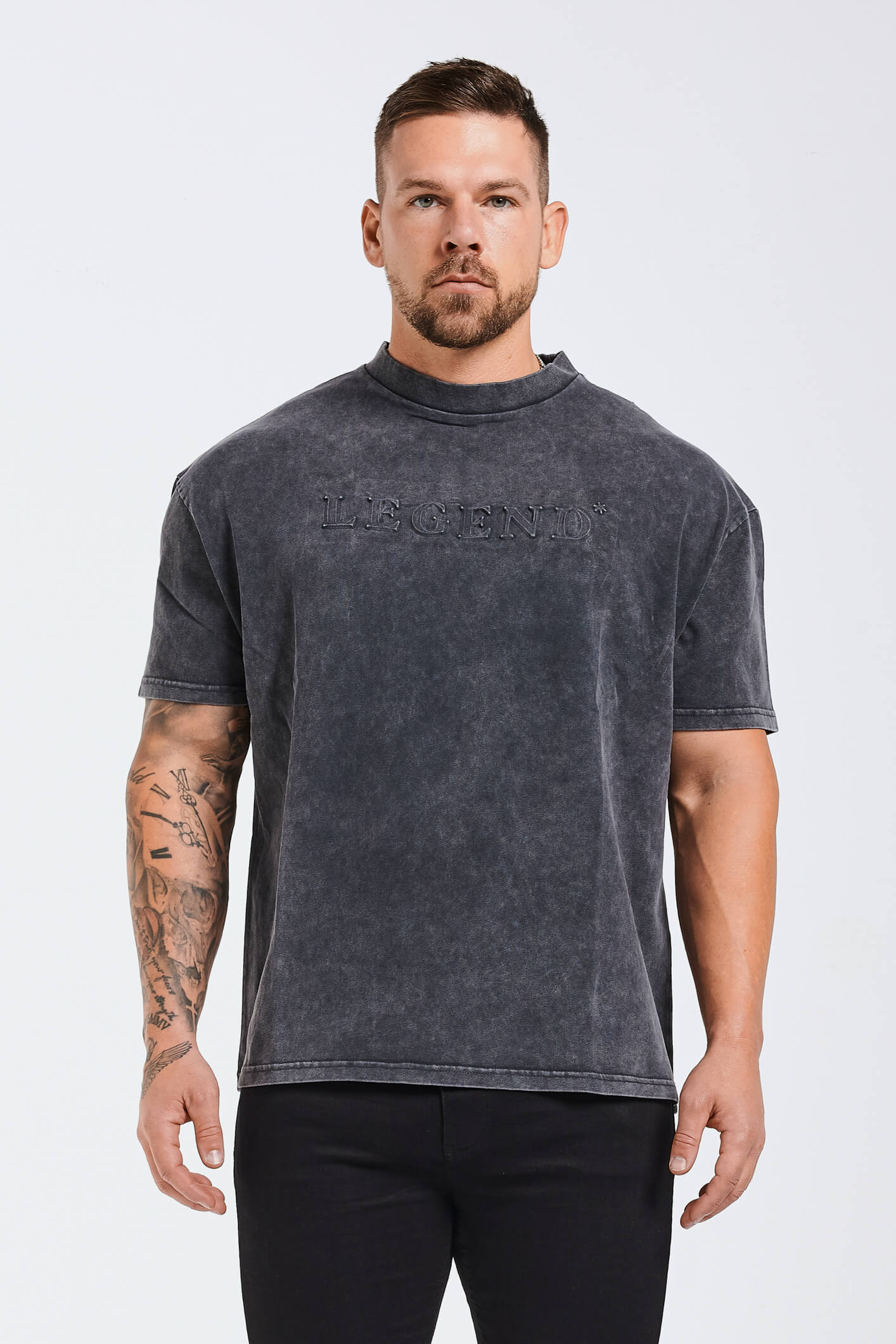 Legend London T-SHIRT OVERSIZED 3D LOGO T-SHIRT - WASHED GREY