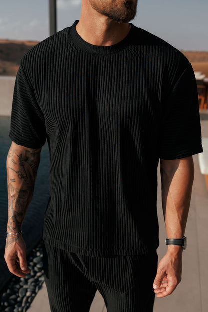 LEGEND LONDON T-SHIRT PLEATED T-SHIRT - BLACK