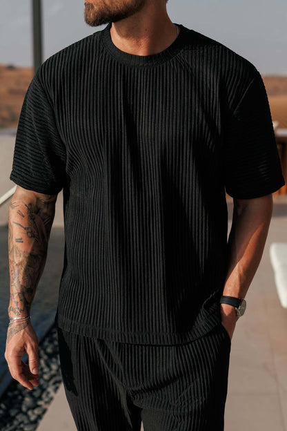 LEGEND LONDON T-SHIRT PLEATED T-SHIRT - BLACK