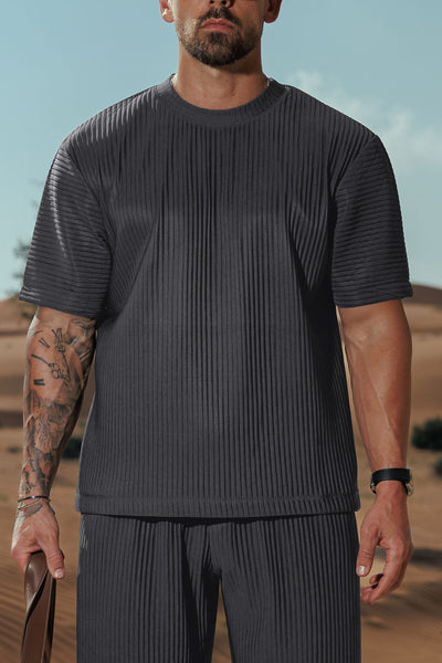 PLEATED T-SHIRT - GREY