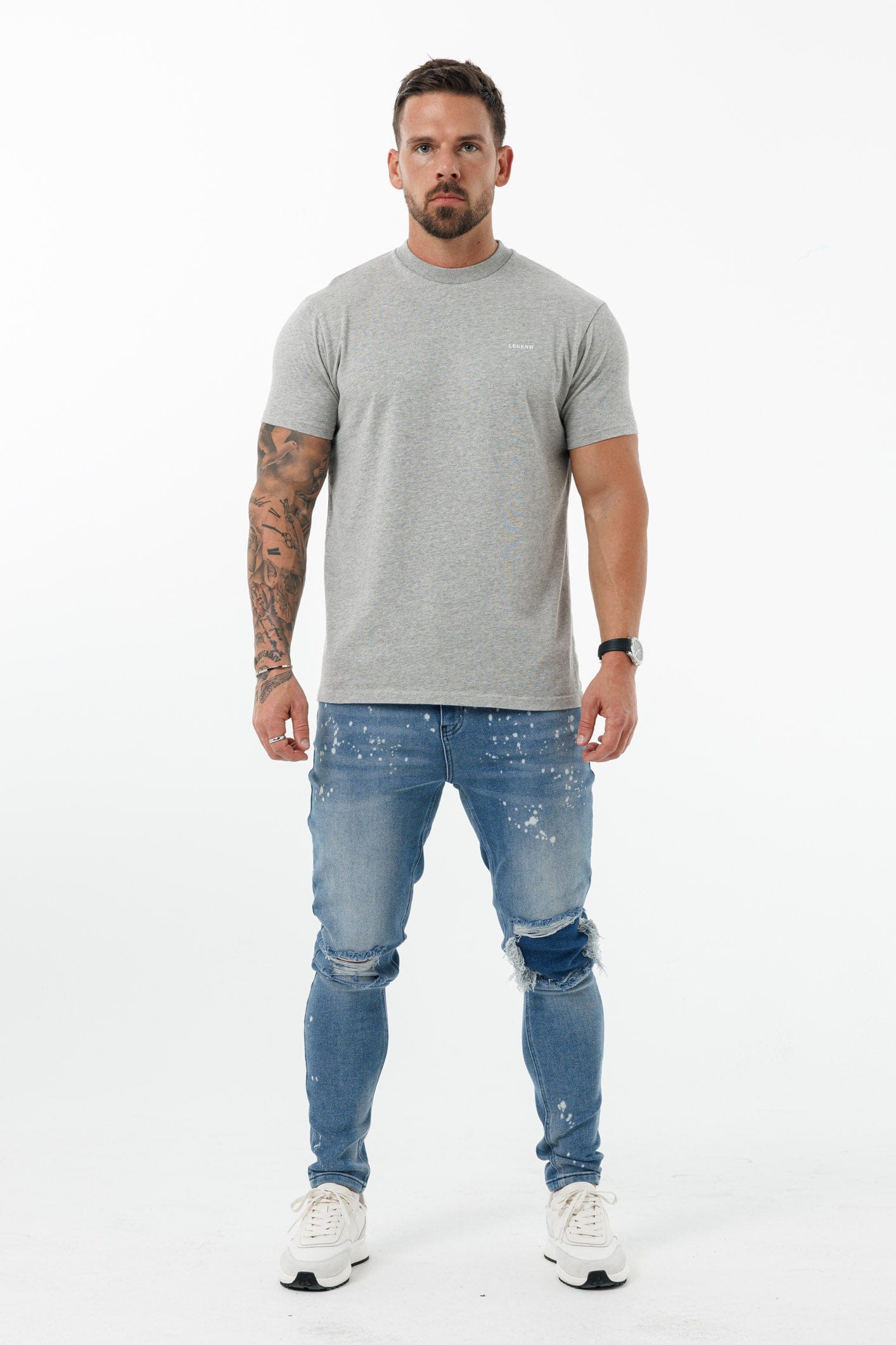 Legend London T-SHIRT PREMIUM BASICS T-SHIRT - GREY MARL