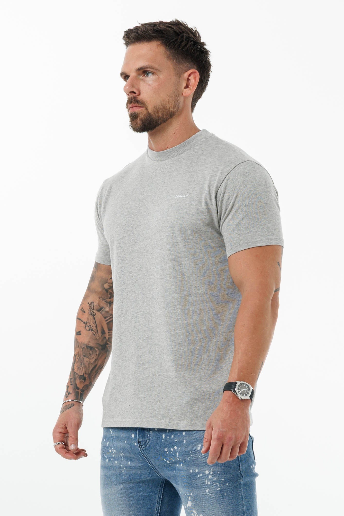 Legend London T-SHIRT PREMIUM BASICS T-SHIRT - GREY MARL
