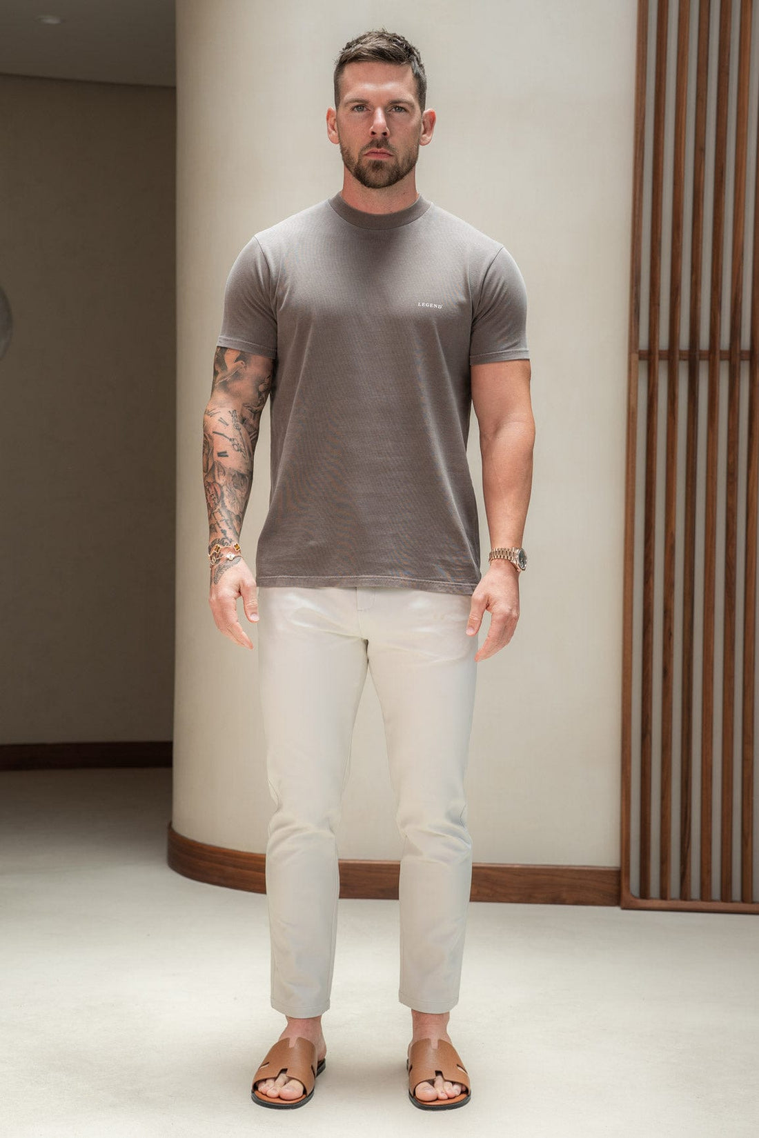 Legend London T-SHIRT PREMIUM BASICS T-SHIRT - WASHED BROWN