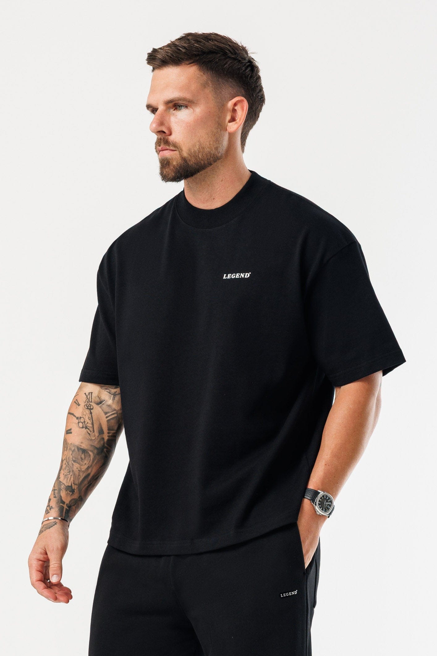 PRINT OVERSIZED T-SHIRT - BLACK – Legend London