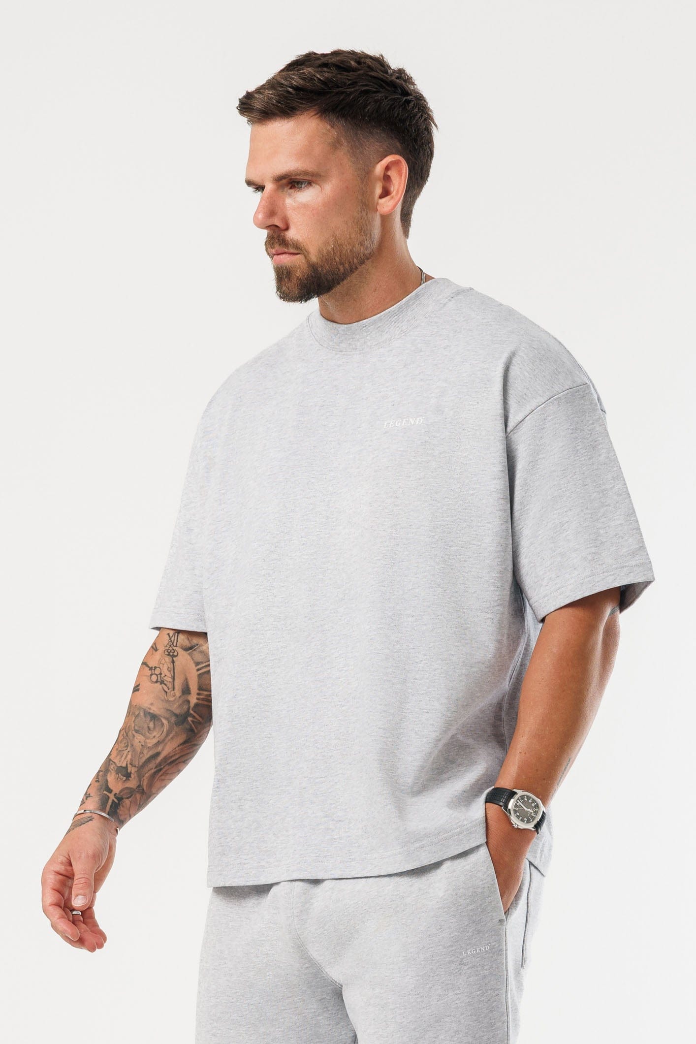 LEGEND LONDON T-SHIRT - PRINT OVERSIZED PRINT OVERSIZED T-SHIRT - GREY MARL