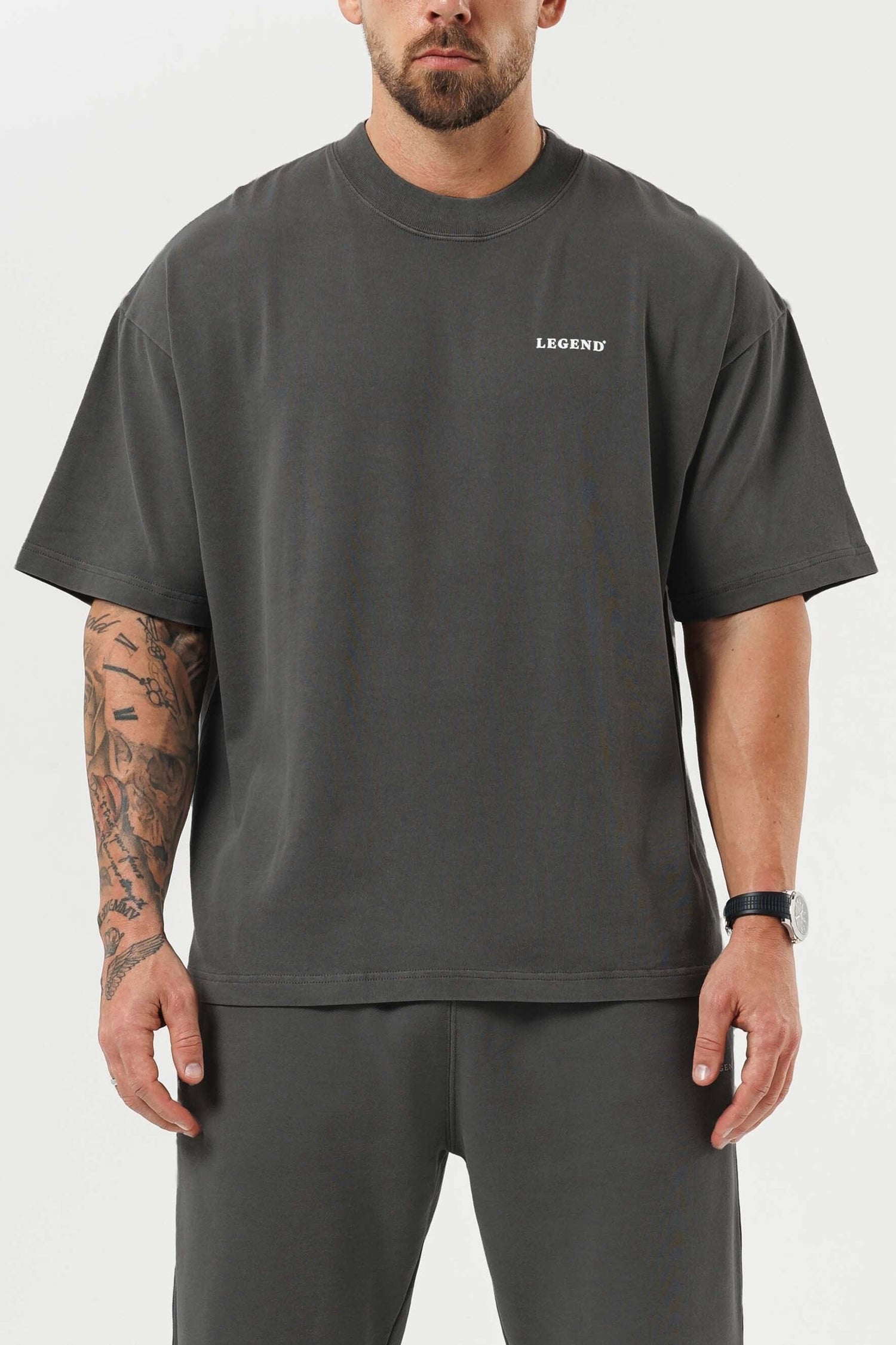 LEGEND LONDON T-SHIRT - PRINT OVERSIZED PRINT OVERSIZED T-SHIRT - GUN METAL